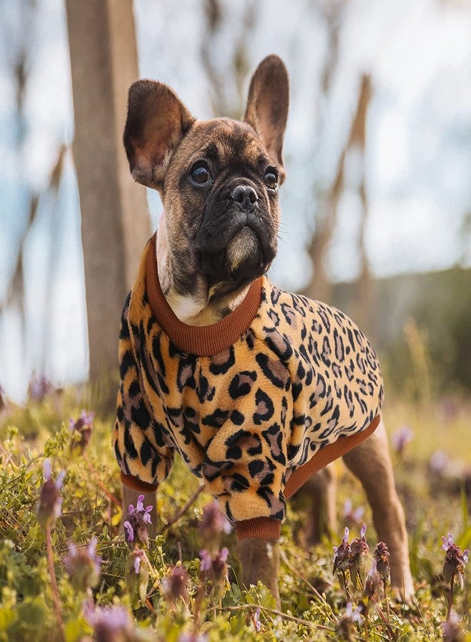 PETANGEL Fleece Dog Hoodie, Soft Flannel Dog Sweatshirt Clothes for Puppy Small Dogs, Cute Leopard Winter Party Dress Up Clothes for French Bulldog, Shih Tzu, Poodle etc .(Size: XL, Chest: 60 cm) - Image 5